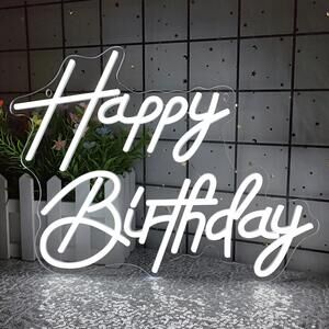 Happy Birthday Neon Sign – Dimmable LED Party Backdrop Light